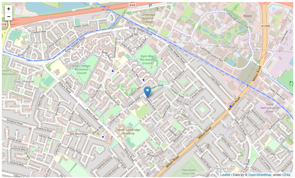 Map of Kings Hedges - Ideal location